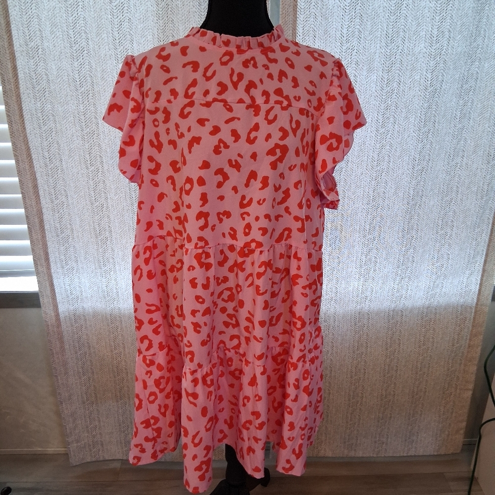 SHEIN Curve Pink and Orange Patterned Dress Size 2XL